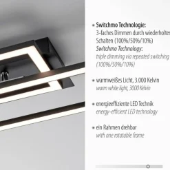 Plafonnier Leuchten-Direkt IVEN LED Noir, 1 lumière, Télécommandes