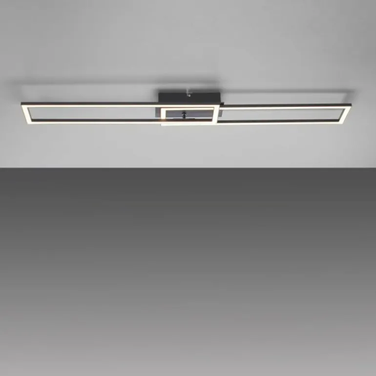 Plafonnier Leuchten-Direkt IVEN LED Noir, 1 lumière, Télécommandes