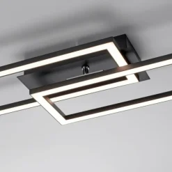 Plafonnier Leuchten-Direkt IVEN LED Noir, 1 lumière, Télécommandes