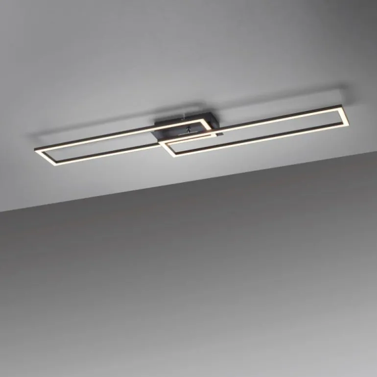 Plafonnier Leuchten-Direkt IVEN LED Noir, 1 lumière, Télécommandes