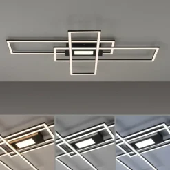 Plafonnier Leuchten-Direkt ASMIN LED Noir, 1 lumière, Télécommandes