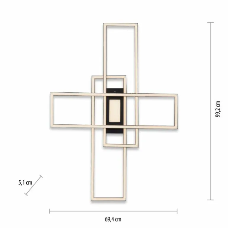 Plafonnier Leuchten-Direkt ASMIN LED Noir, 1 lumière, Télécommandes