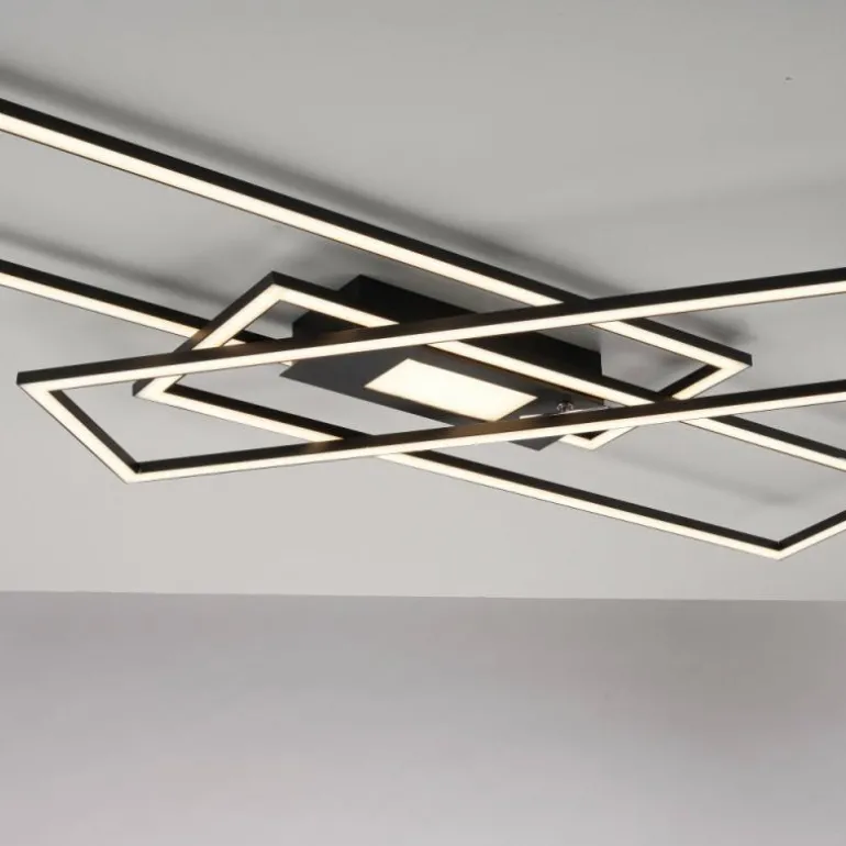 Plafonnier Leuchten-Direkt ASMIN LED Noir, 1 lumière, Télécommandes