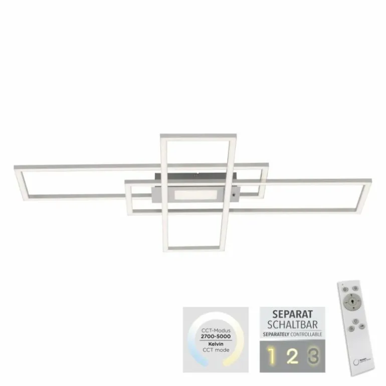 Plafonnier Leuchten-Direkt ASMIN LED Acier brossé, 1 lumière, Télécommandes