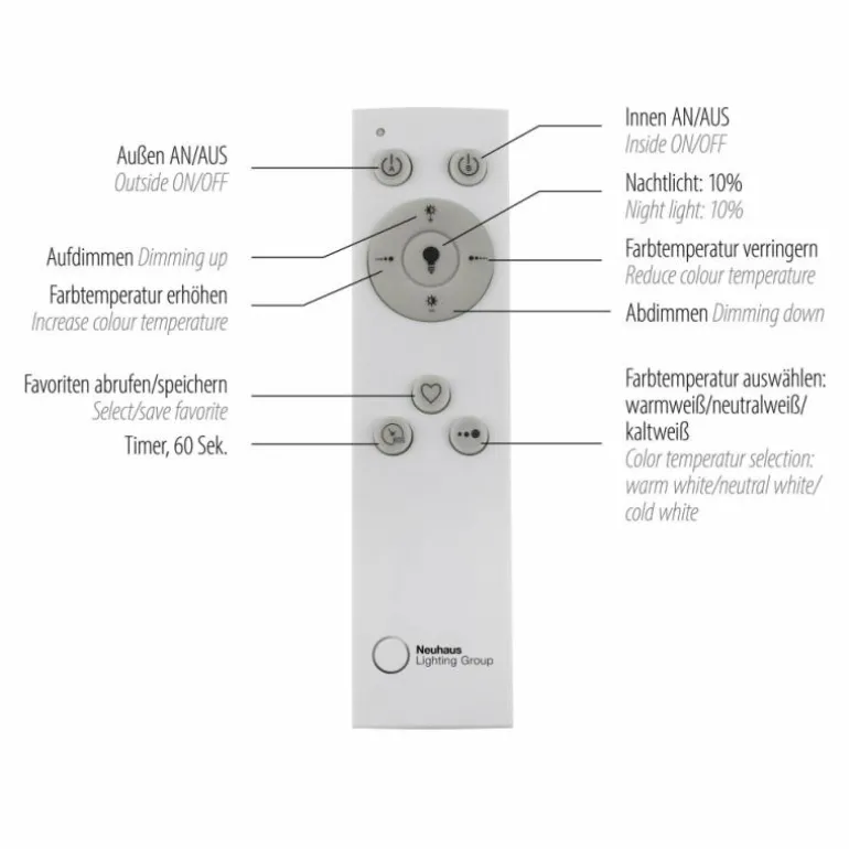 Plafonnier Leuchten-Direkt ASMIN LED Acier brossé, 1 lumière, Télécommandes