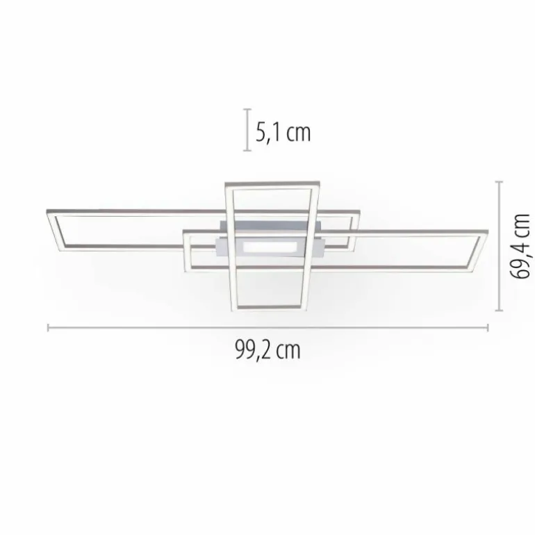 Plafonnier Leuchten-Direkt ASMIN LED Acier brossé, 1 lumière, Télécommandes
