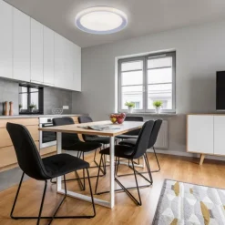 Plafonnier Leuchten-Direkt LOLAsmart-LENI LED Argenté, 1 lumière, Télécommandes, Changeur de couleurs