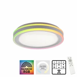 Plafonnier Leuchten-Direkt SPHERIC LED Blanc, 2 lumières, Télécommandes, Changeur de couleurs