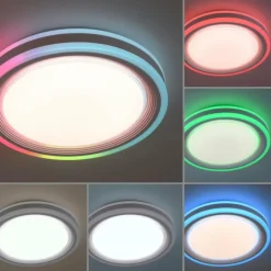 Plafonnier Leuchten-Direkt SPHERIC LED Blanc, 2 lumières, Télécommandes, Changeur de couleurs