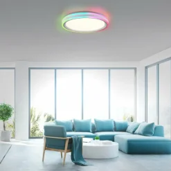 Plafonnier Leuchten-Direkt SPHERIC LED Blanc, 2 lumières, Télécommandes, Changeur de couleurs