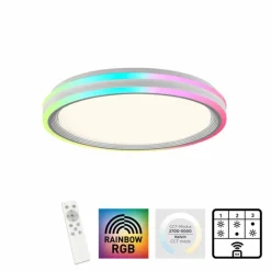 Plafonnier Leuchten-Direkt SPHERIC LED Blanc, 2 lumières, Télécommandes, Changeur de couleurs