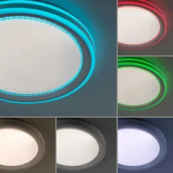 Plafonnier Leuchten-Direkt SPHERIC LED Blanc, 2 lumières, Télécommandes, Changeur de couleurs