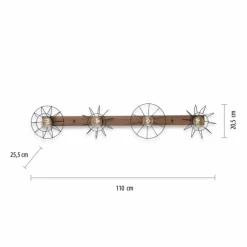 Plafonnier Leuchten-Direkt KASKA Couleur bois, Noir, 4 lumières