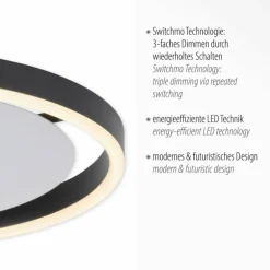 Plafonnier Leuchten-Direkt RITUS LED Anthracite, 1 lumière