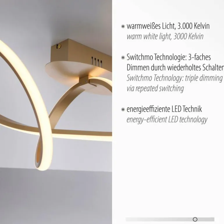 Plafonnier Leuchten-Direkt MARIA LED Laiton, 1 lumière