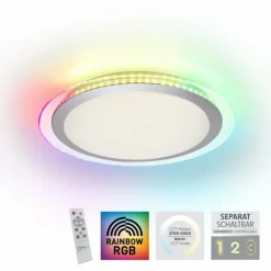 Plafonnier Leuchten-Direkt CYBA LED Argenté, 2 lumières, Télécommandes, Changeur de couleurs
