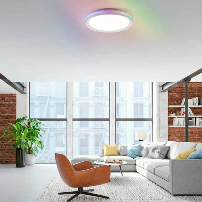 Plafonnier Leuchten-Direkt RIBBON LED Blanc, 2 lumières, Télécommandes, Changeur de couleurs