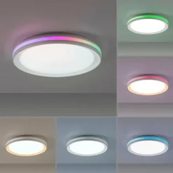 Plafonnier Leuchten-Direkt RIBBON LED Blanc, 2 lumières, Télécommandes, Changeur de couleurs