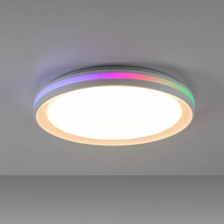 Plafonnier Leuchten-Direkt RIBBON LED Blanc, 2 lumières, Télécommandes, Changeur de couleurs