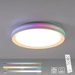 Plafonnier Leuchten-Direkt RIBBON LED Blanc, 2 lumières, Télécommandes, Changeur de couleurs