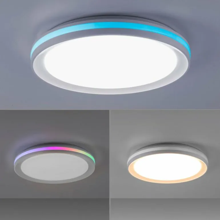 Plafonnier Leuchten-Direkt RIBBON LED Blanc, 2 lumières, Télécommandes, Changeur de couleurs