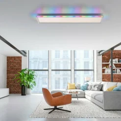 Plafonnier Leuchten-Direkt GALACTICA LED Blanc, 2 lumières, Télécommandes, Changeur de couleurs