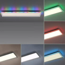 Plafonnier Leuchten-Direkt GALACTICA LED Blanc, 2 lumières, Télécommandes, Changeur de couleurs