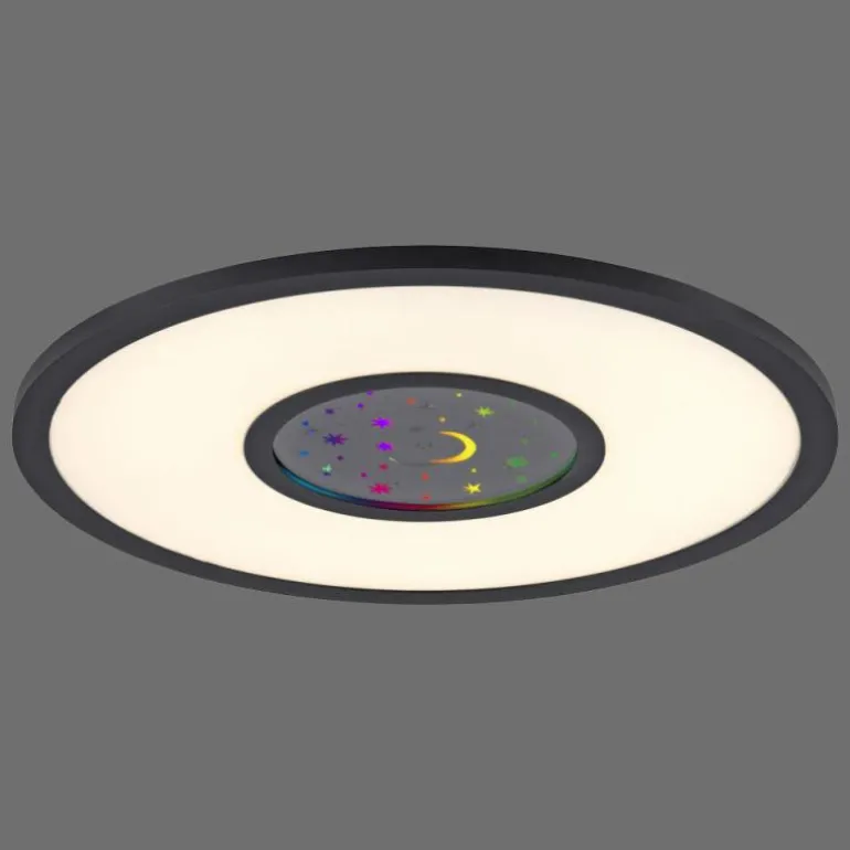 Plafonnier Leuchten-Direkt ASTRO LED Noir, 2 lumières, Télécommandes, Changeur de couleurs