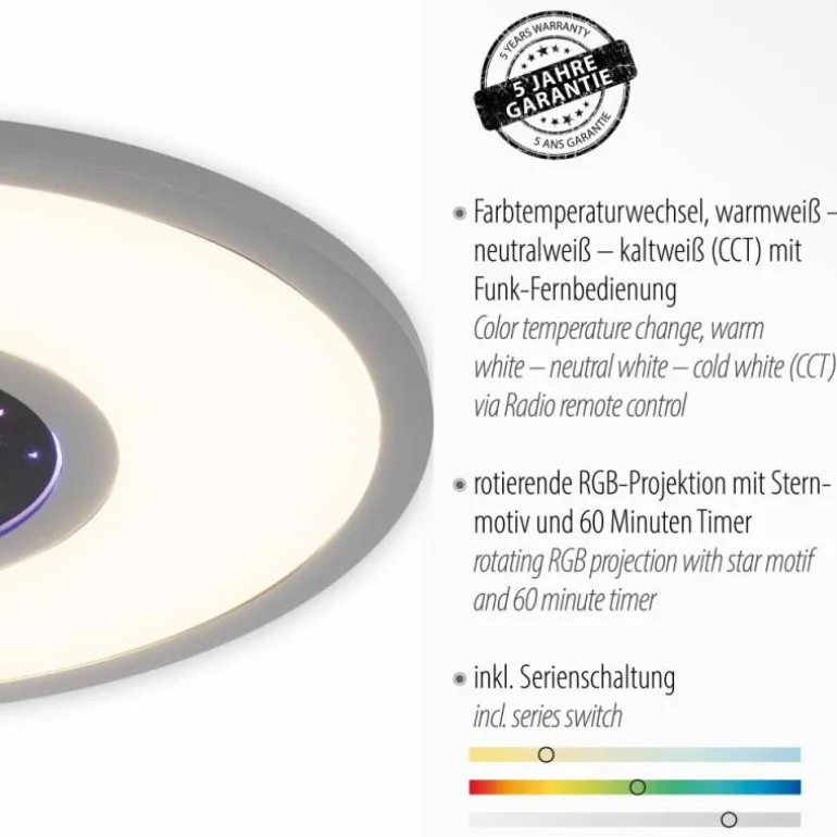 Plafonnier Leuchten-Direkt ASTRO LED Noir, 2 lumières, Télécommandes, Changeur de couleurs