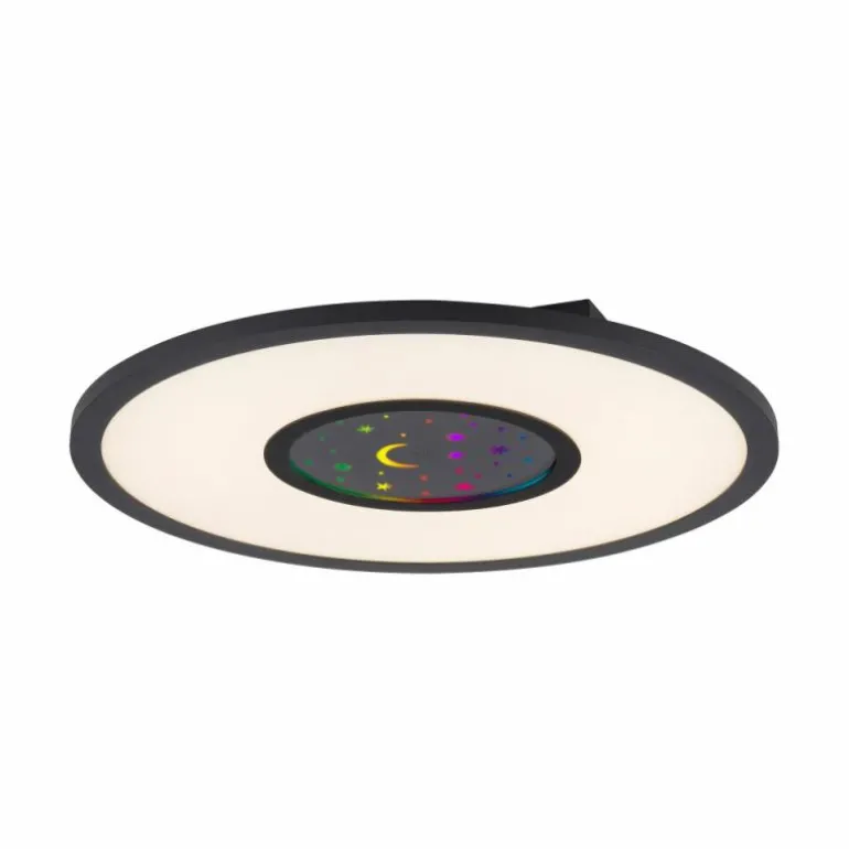 Plafonnier Leuchten-Direkt ASTRO LED Noir, 2 lumières, Télécommandes, Changeur de couleurs