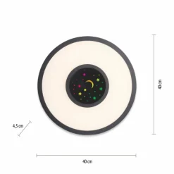 Plafonnier Leuchten-Direkt ASTRO LED Noir, 2 lumières, Télécommandes, Changeur de couleurs