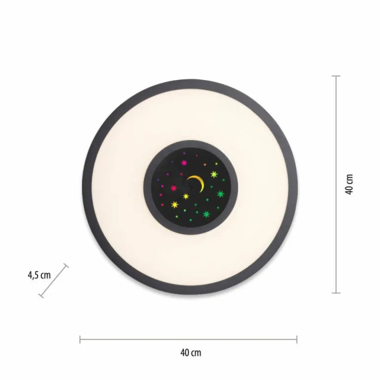 Plafonnier Leuchten-Direkt ASTRO LED Noir, 2 lumières, Télécommandes, Changeur de couleurs
