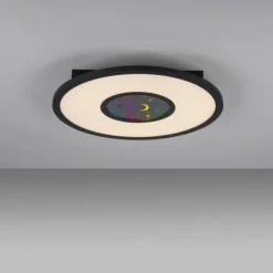 Plafonnier Leuchten-Direkt ASTRO LED Noir, 2 lumières, Télécommandes, Changeur de couleurs