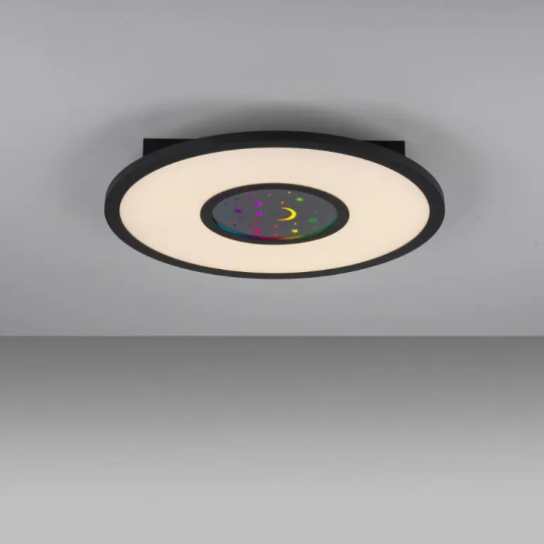 Plafonnier Leuchten-Direkt ASTRO LED Noir, 2 lumières, Télécommandes, Changeur de couleurs