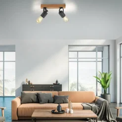 Plafonnier Leuchten-Direkt CANOP Écru, Noir, 2 lumières