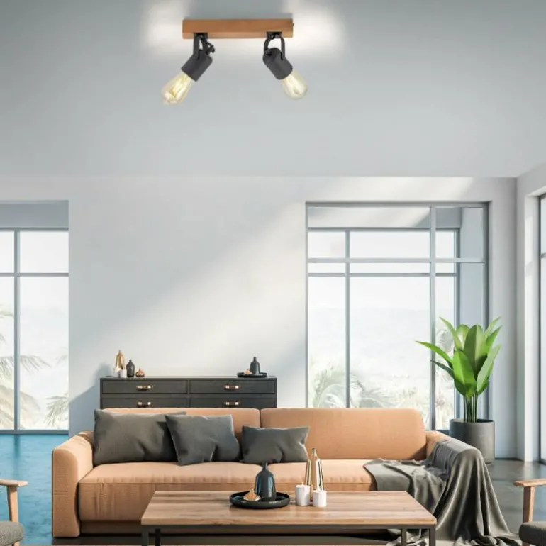 Plafonnier Leuchten-Direkt CANOP Écru, Noir, 2 lumières