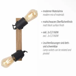 Plafonnier Leuchten-Direkt CANOP Écru, Noir, 2 lumières