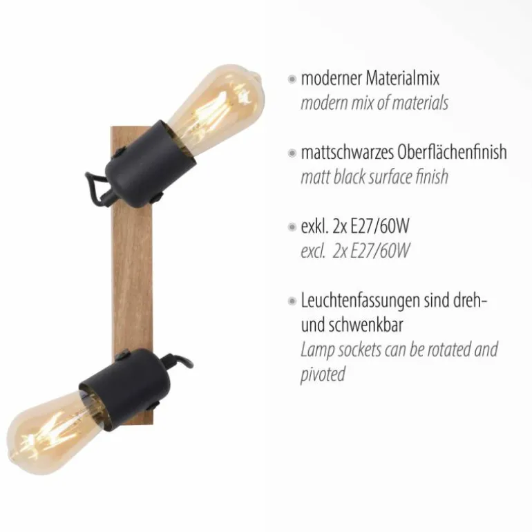 Plafonnier Leuchten-Direkt CANOP Écru, Noir, 2 lumières