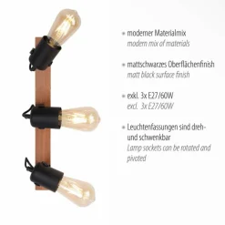 Plafonnier Leuchten-Direkt CANOP Écru, Noir, 3 lumières