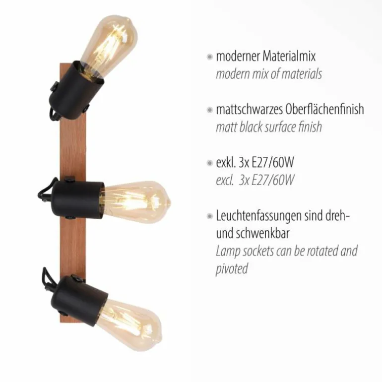 Plafonnier Leuchten-Direkt CANOP Écru, Noir, 3 lumières