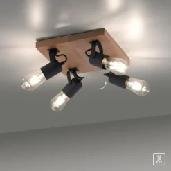 Plafonnier Leuchten-Direkt CANOP Écru, Noir, 4 lumières