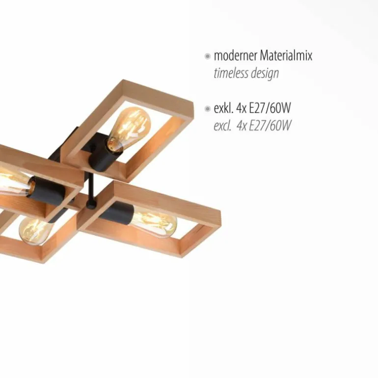 Plafonnier Leuchten-Direkt FRANKY Noir, 4 lumières