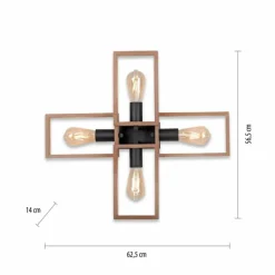 Plafonnier Leuchten-Direkt FRANKY Noir, 4 lumières
