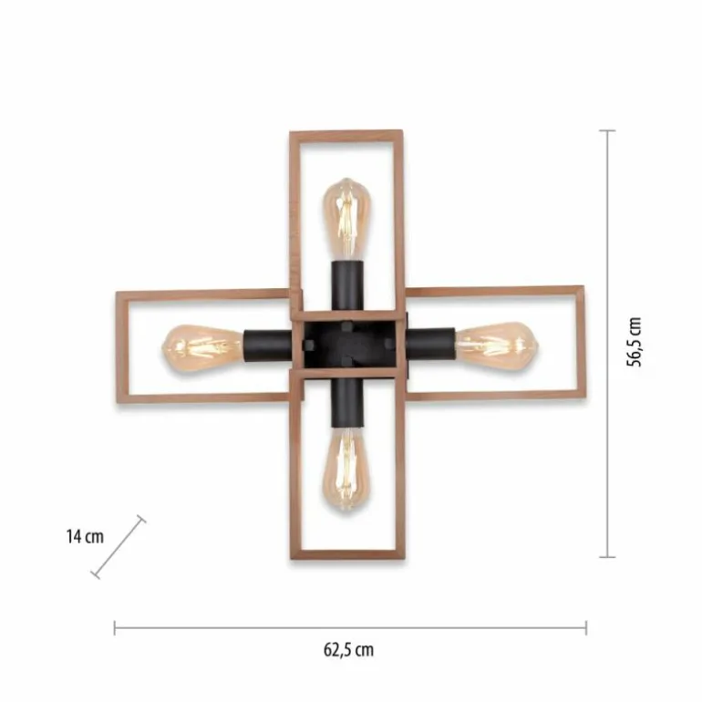Plafonnier Leuchten-Direkt FRANKY Noir, 4 lumières