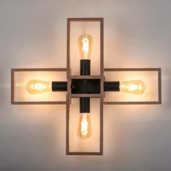 Plafonnier Leuchten-Direkt FRANKY Noir, 4 lumières