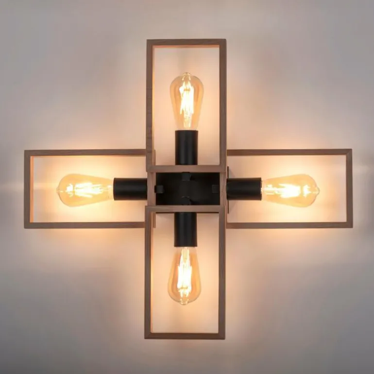 Plafonnier Leuchten-Direkt FRANKY Noir, 4 lumières