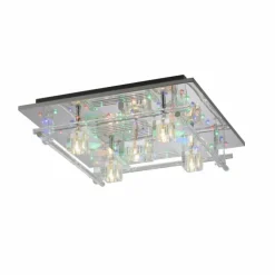 Plafonnier Leuchten-Direkt KEMAL2.0 LED Acier brossé, 68 lumières, Télécommandes, Changeur de couleurs