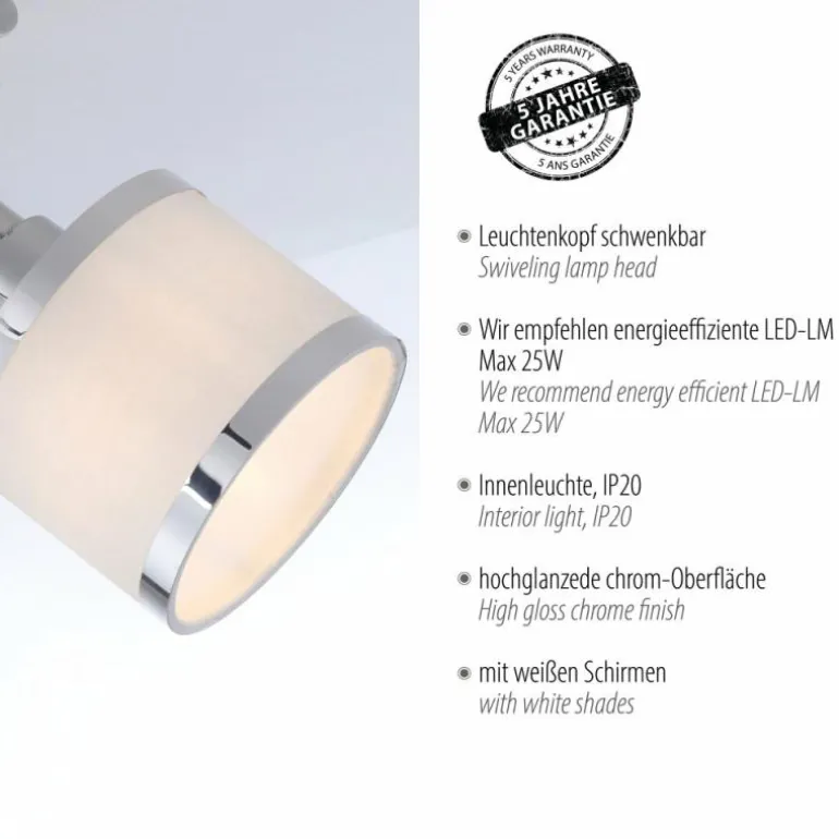 Plafonnier Leuchten-Direkt ACCOR Argenté, 2 lumières