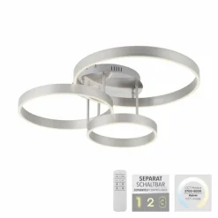 Plafonnier Leuchten-Direkt LILLUTI LED Argenté, 2 lumières, Télécommandes