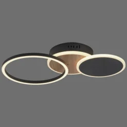 Plafonnier Leuchten-Direkt SEVENT LED Couleur bois, Noir, 1 lumière